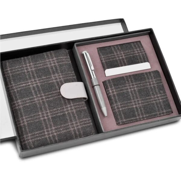 TWEED GRAY SET OF 4 MULTI USE PASSPORT HOLDER, WALLET, VISITING CARD HOLDER & PEN - Q78