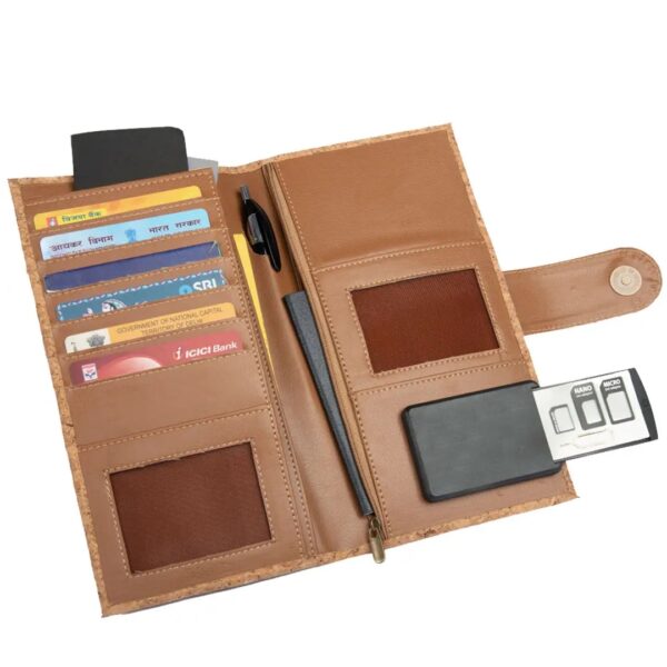 Eco-Friendly Cork Cheque Book Holder/ passport Holder With Sim Card Safe Case & Sims Card Jackets