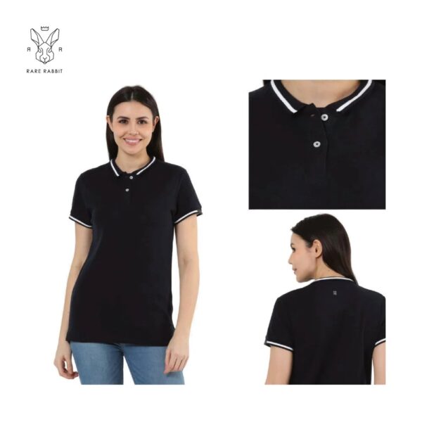Black Polo T-shirt  with White Tipping (Women)