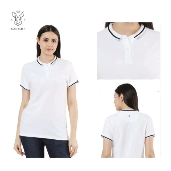 White Polo T-shirt with Black Tipping (Women)