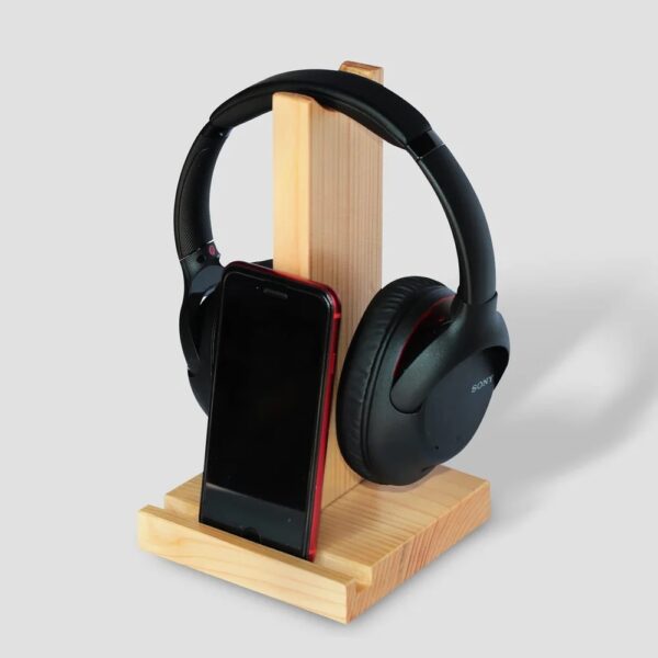 Wooden Mobile Stand with Headphone Stand