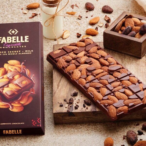Loaded Secret - Milk Chocolate Bar with visible Almonds